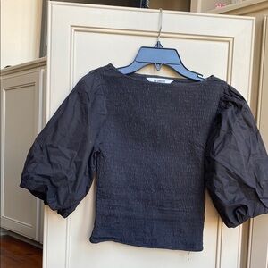 Black Puff Sleeve Top